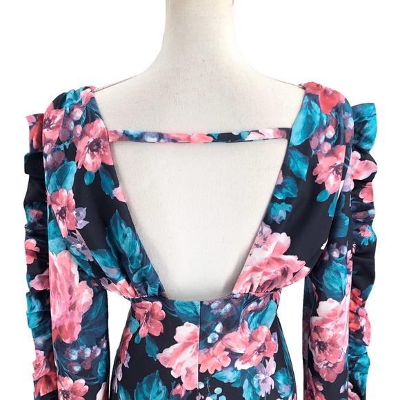 ASOS DESIGN NEW Womens Size 12 Ruffled Long Sleeve Floral Print Mini Dress - Picture 4 of 12